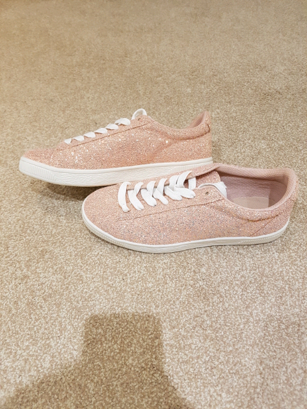 ladies pink glitter trainers